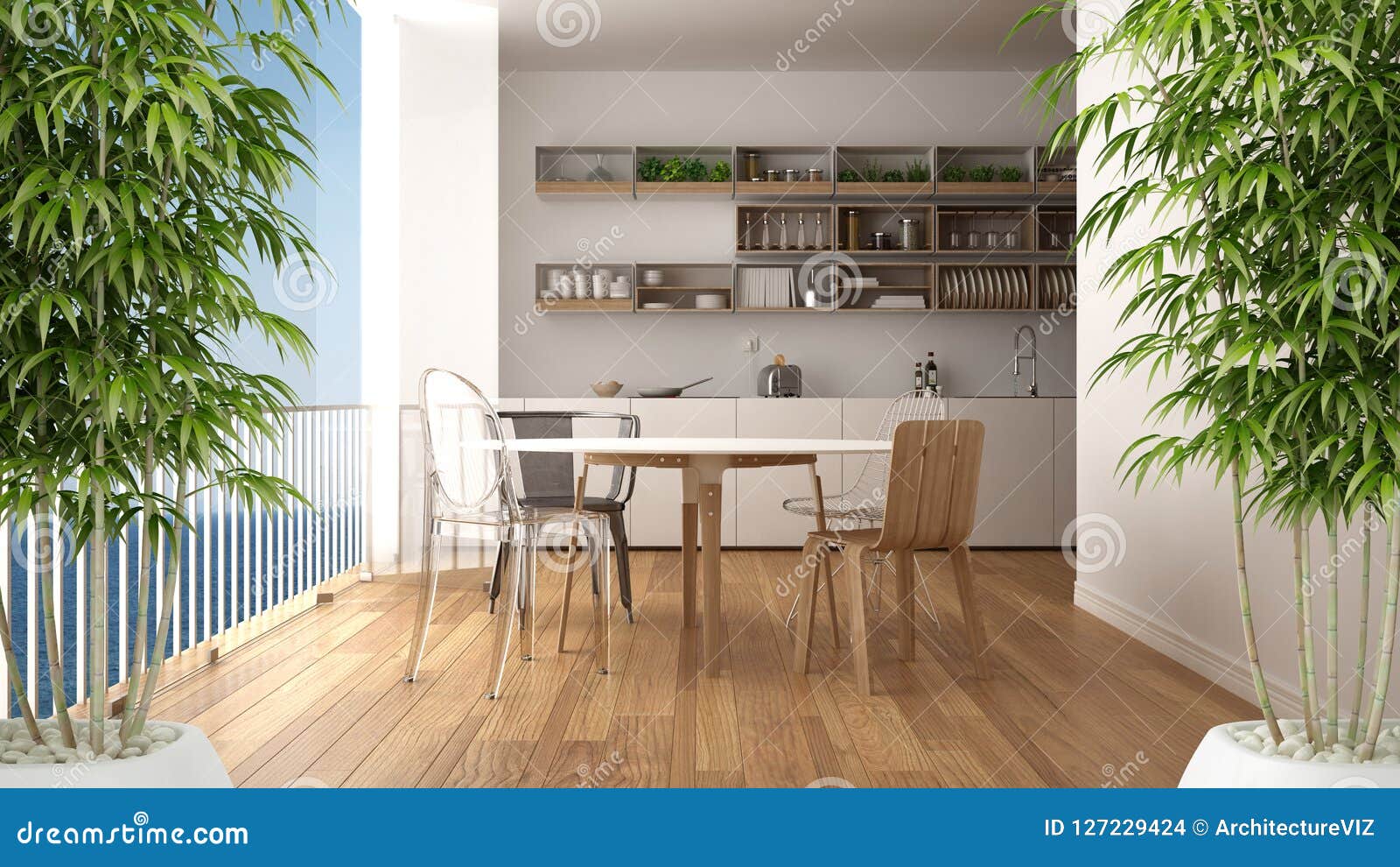 Zen Interior With Potted Bamboo Plant, Natural Interior