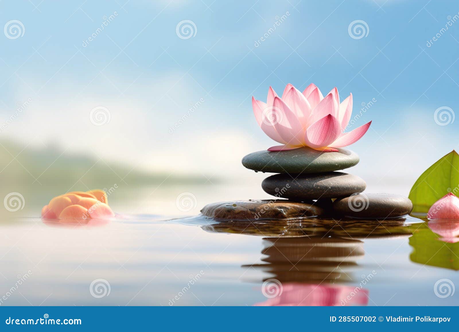 Zen Meditation Harmony. Beautiful Lotus Flower Stock Photo Image of