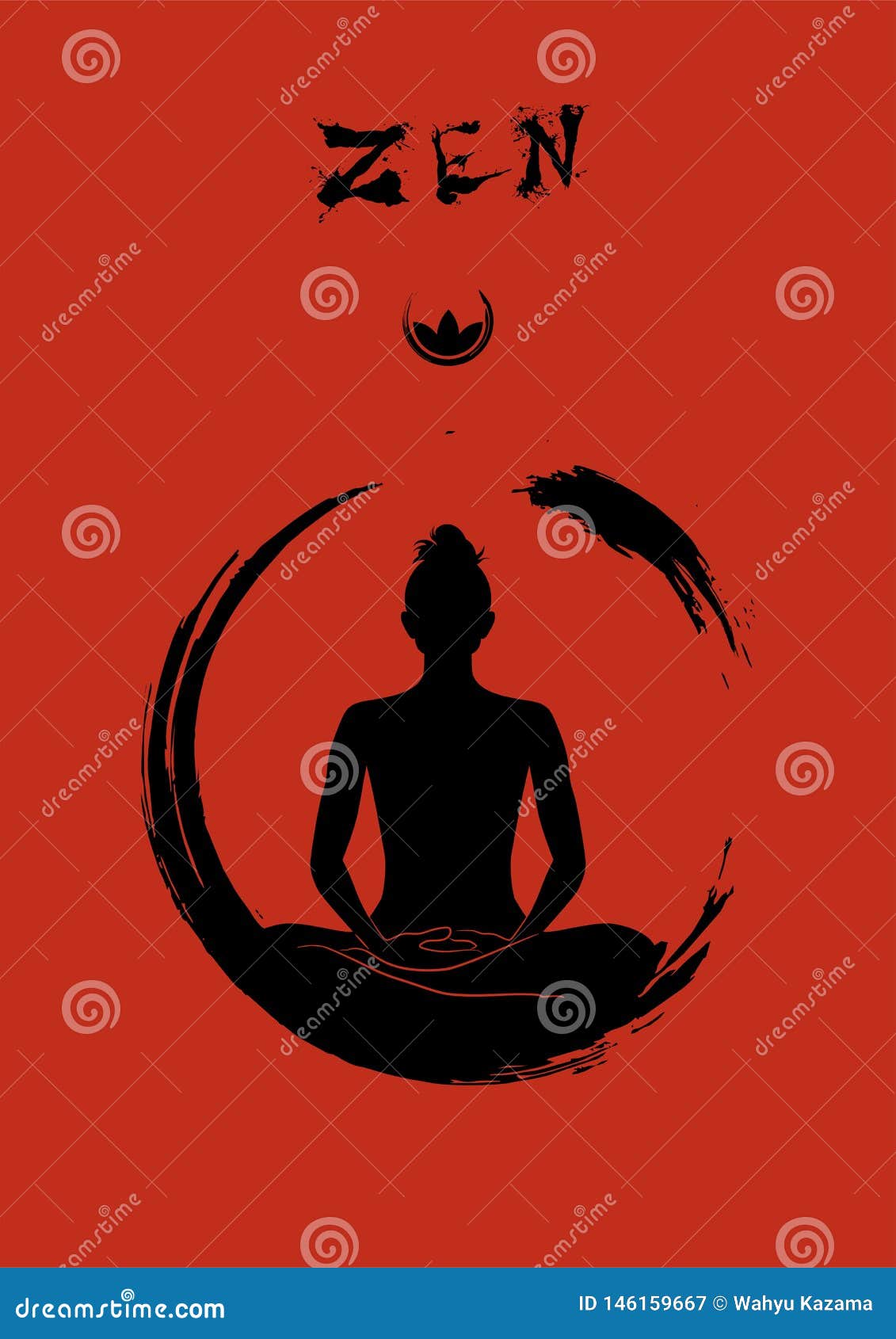 zen meditation  in red background  graphic
