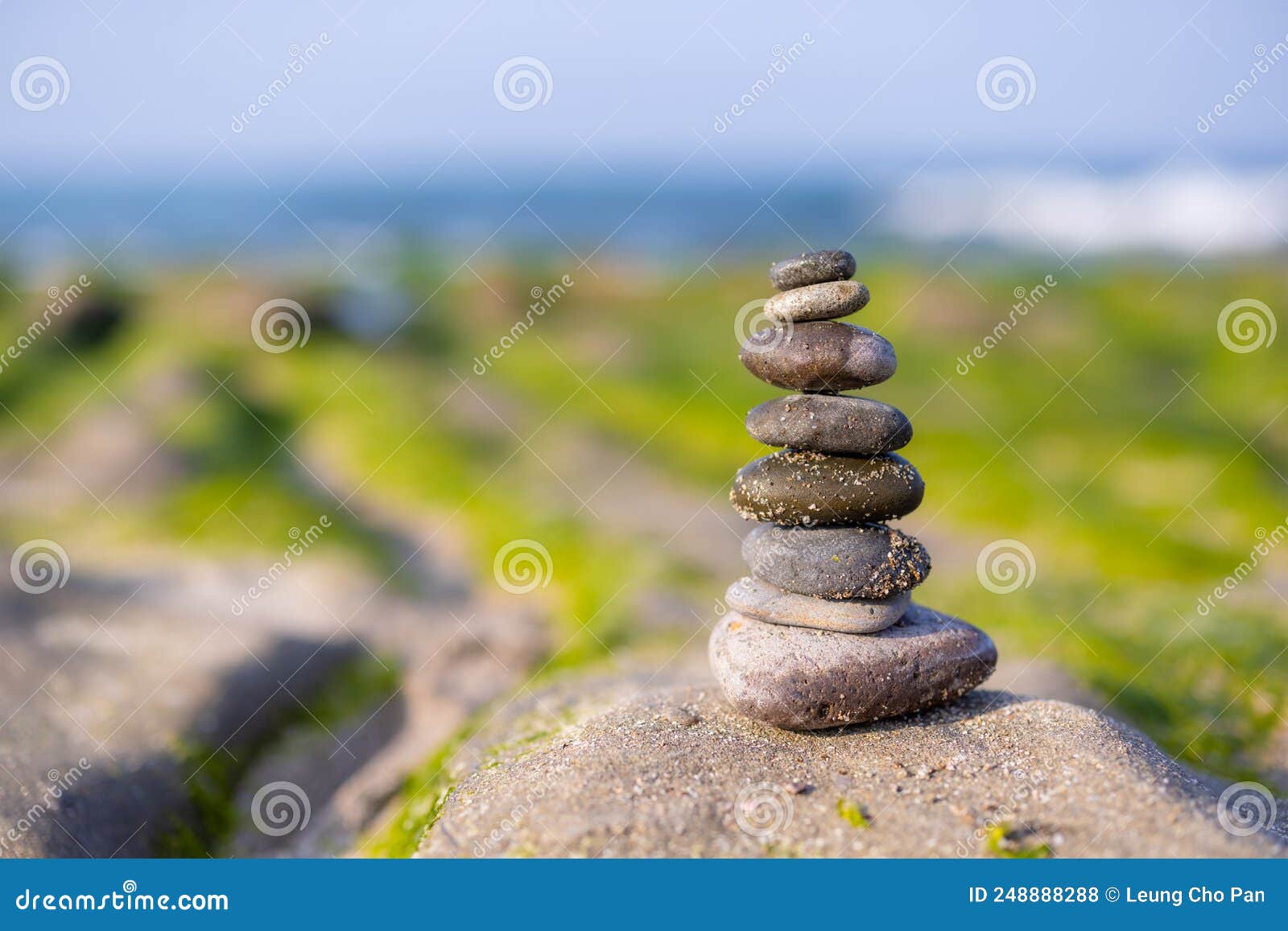 Zen Stones on Beach in Laomei Green Reef Stock Photo Image of harmony