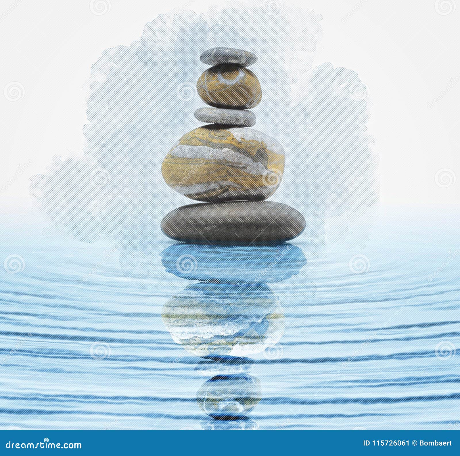 Zen stones in water stock illustration. Illustration of isolated