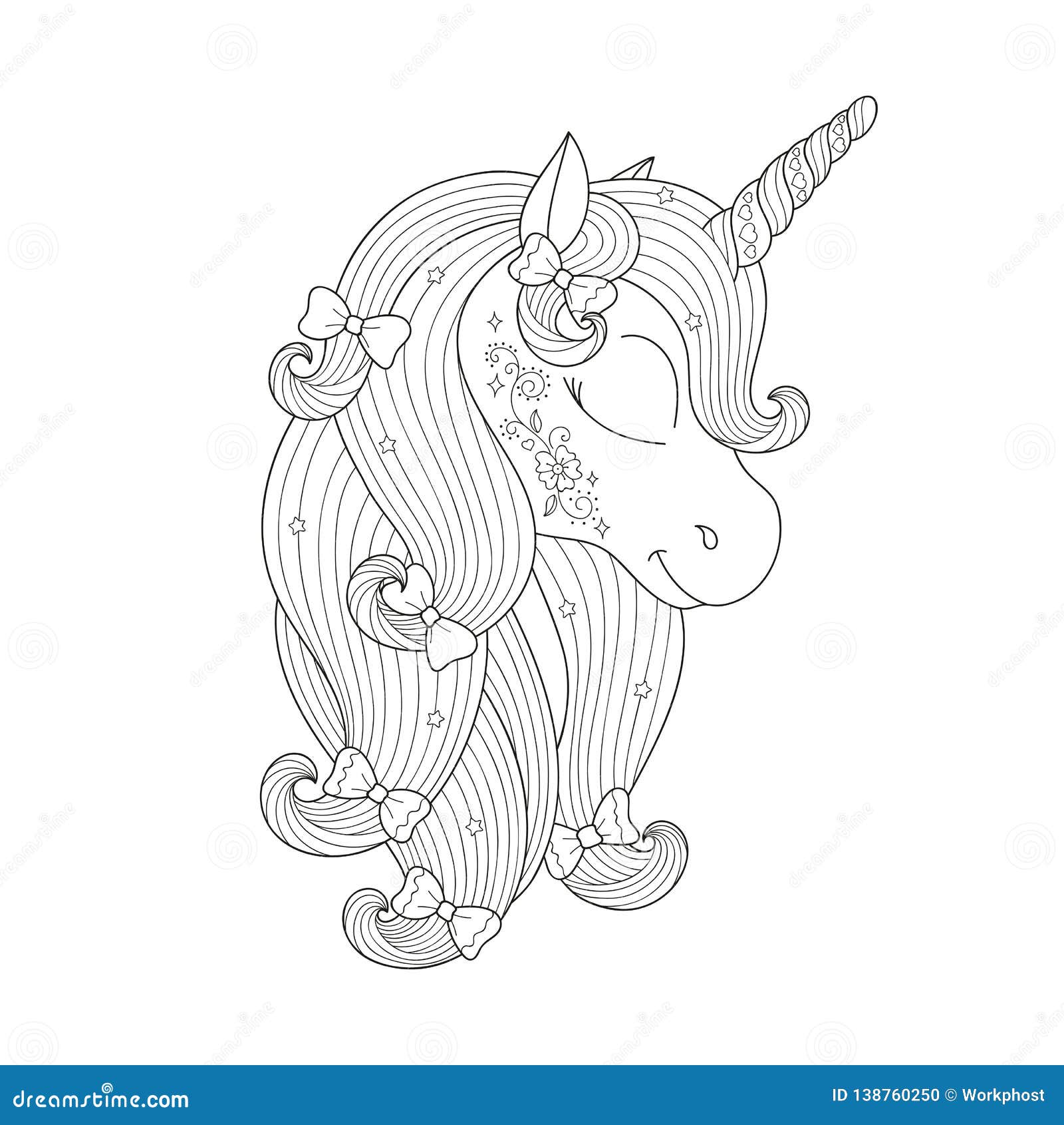 zendoodle unicorn drawing.  for kids. fashion  drawing in modern style for clothes. girlish print