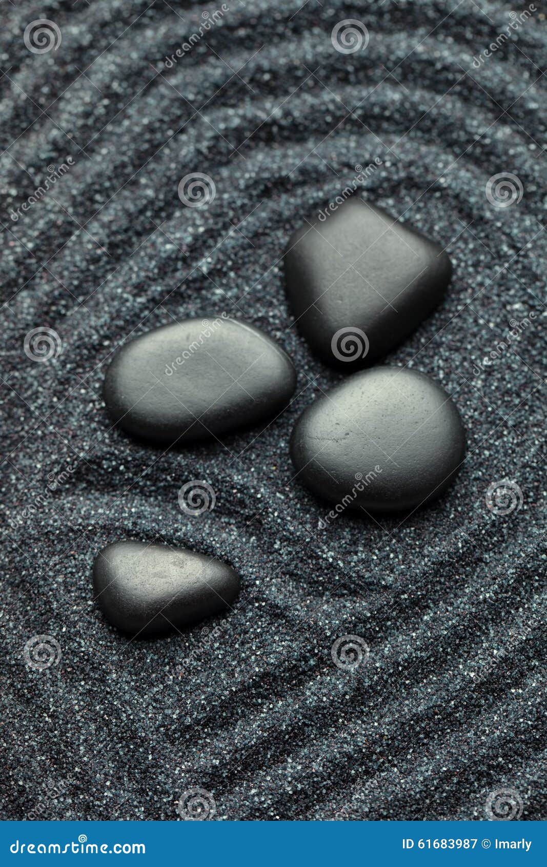 Zengarten Mit Silk Schwarze Steine Mit Wellenmustern