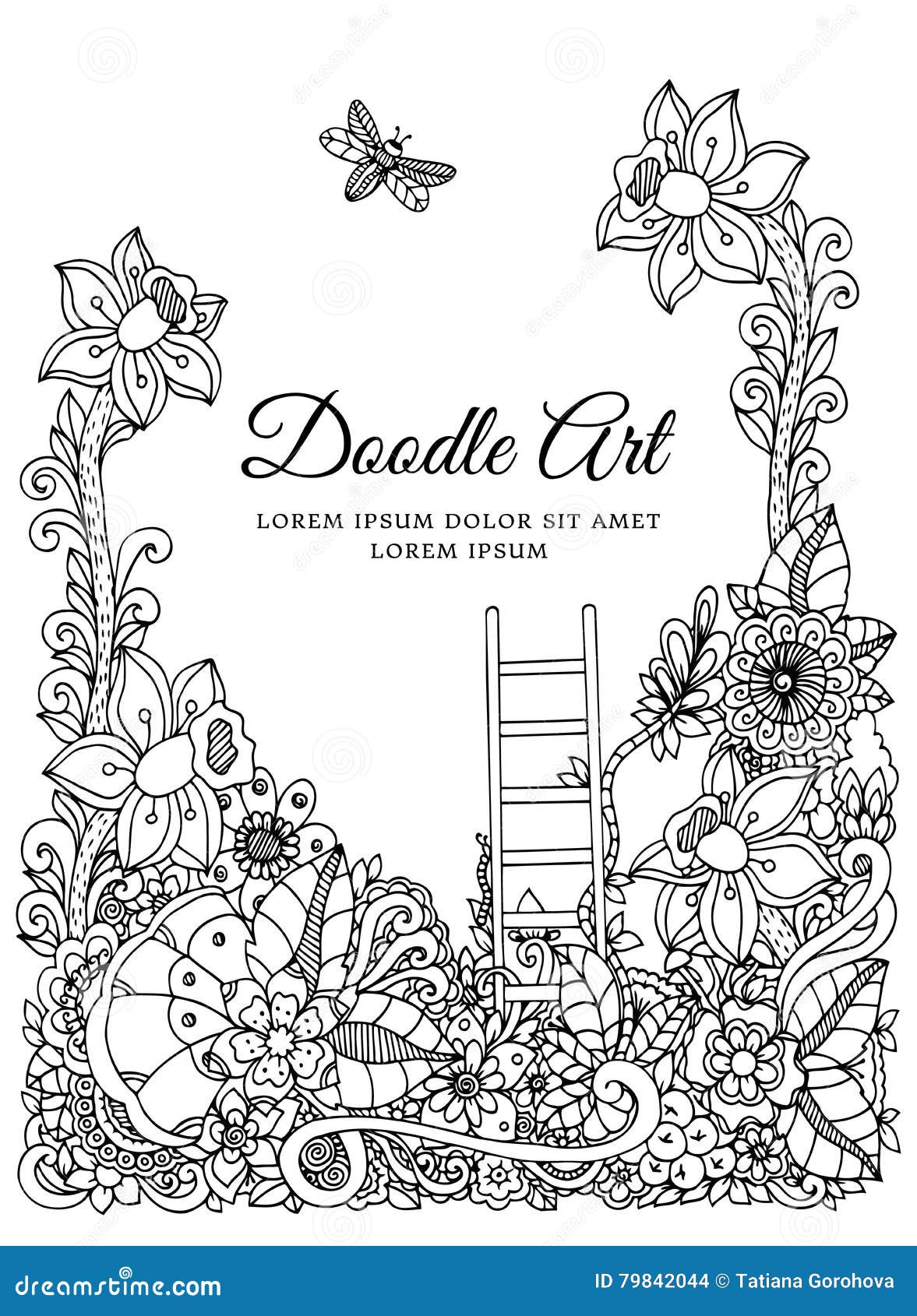 Zentangl d illustration de vecteur cadre floral Dessin de griffonnage Anti effort de livre de coloriage pour des adultes Exercic