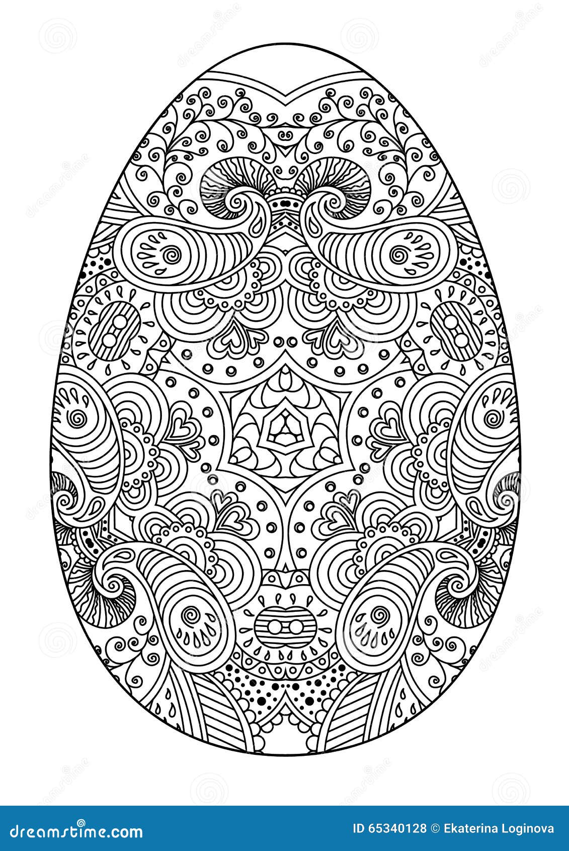 Zentangle Black And White Decorative Easter Egg. Stock