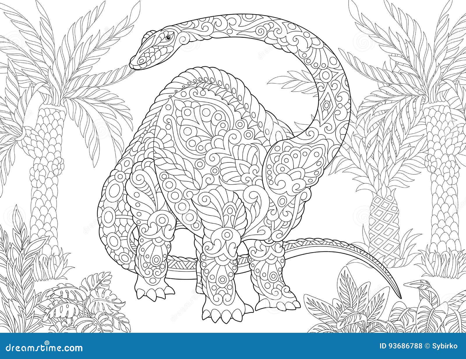 Download Cartoon Diplodocus Dinosaur Coloring Page Vector Illustration | CartoonDealer.com #28884110