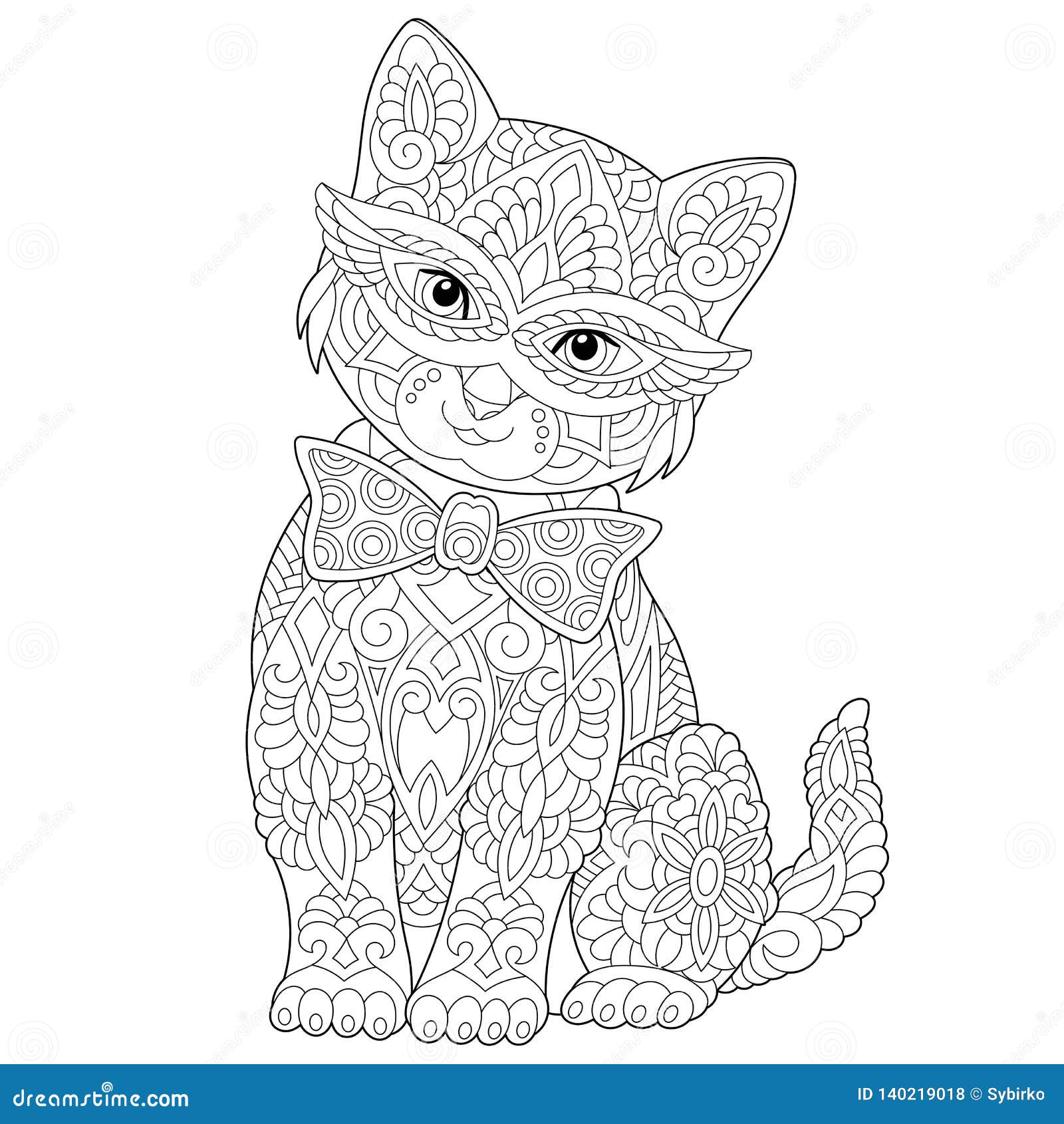 Zentangle Cat  Coloring  Page  Stock Vector Illustration of 