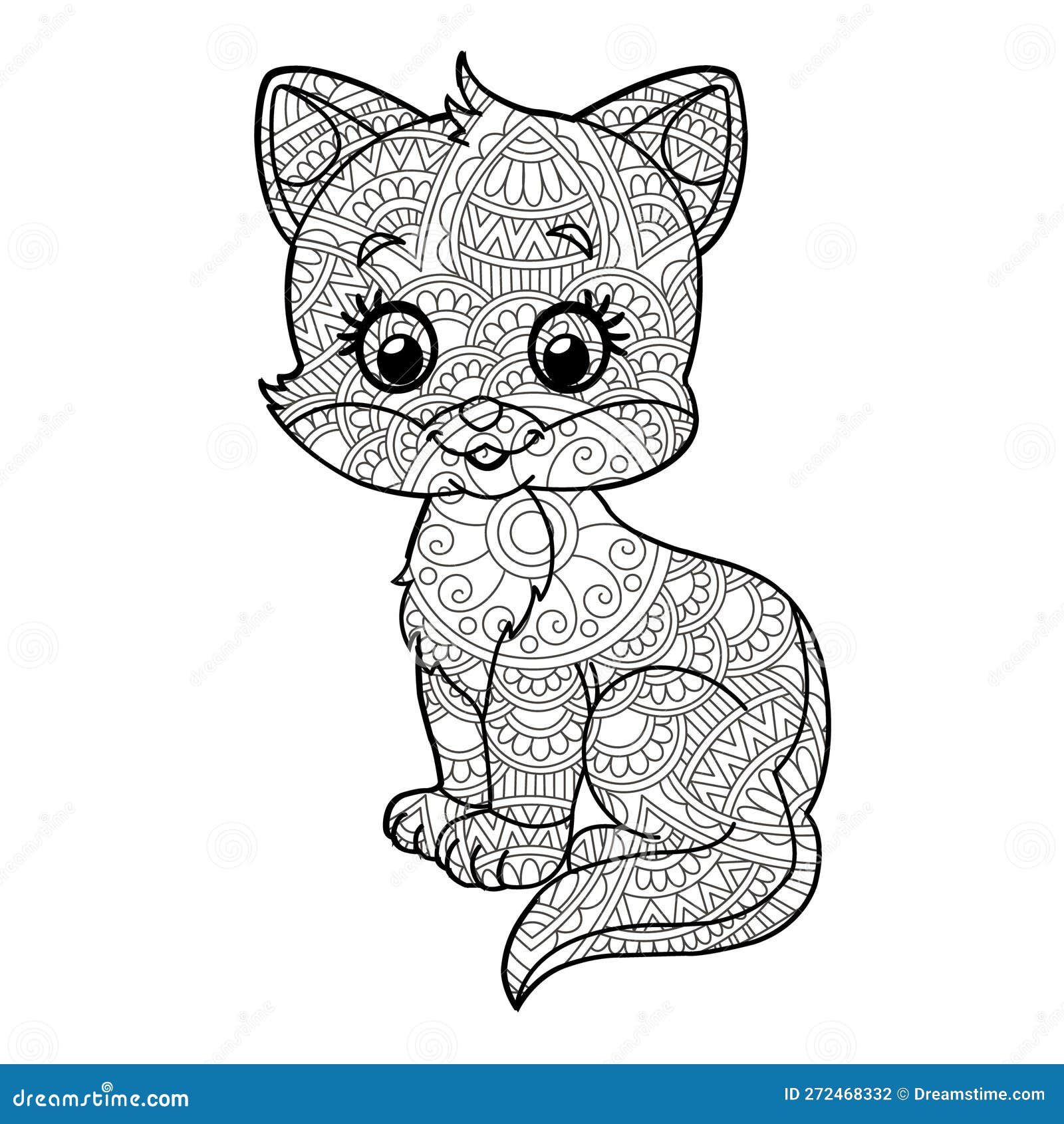 Zentangle Cat Mandala Coloriage Page Pour Adultes Chats De Noël