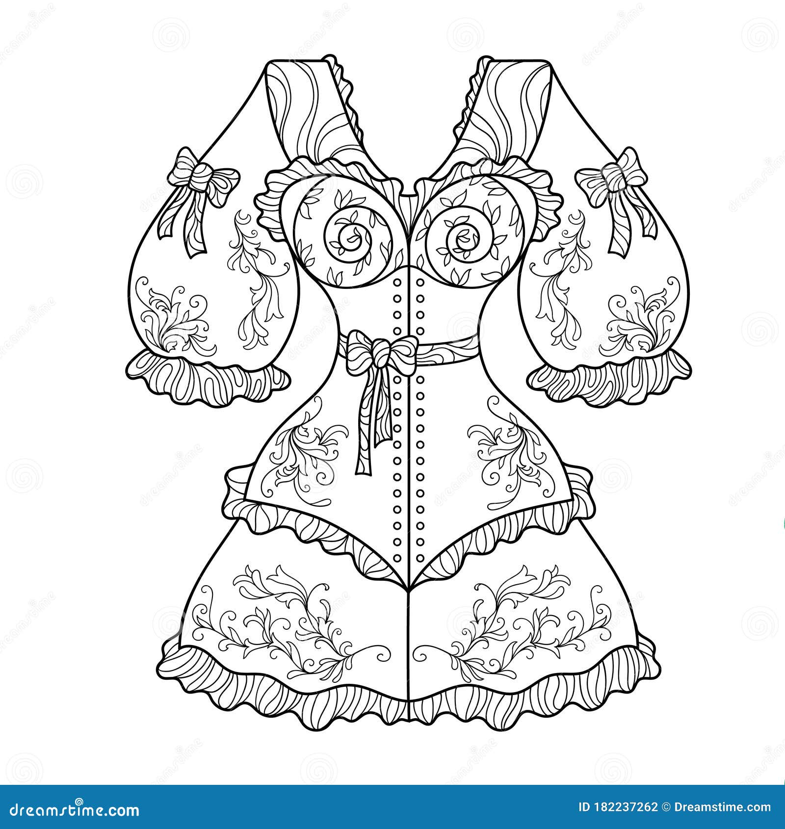 Download Zentangle Coloring Page For Adults With Vintage Women`s Corset Stock Vector - Illustration of ...