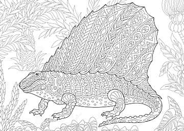 Zentangle Dimetrodon Dinosaur Stock Vector - Illustration of design ...