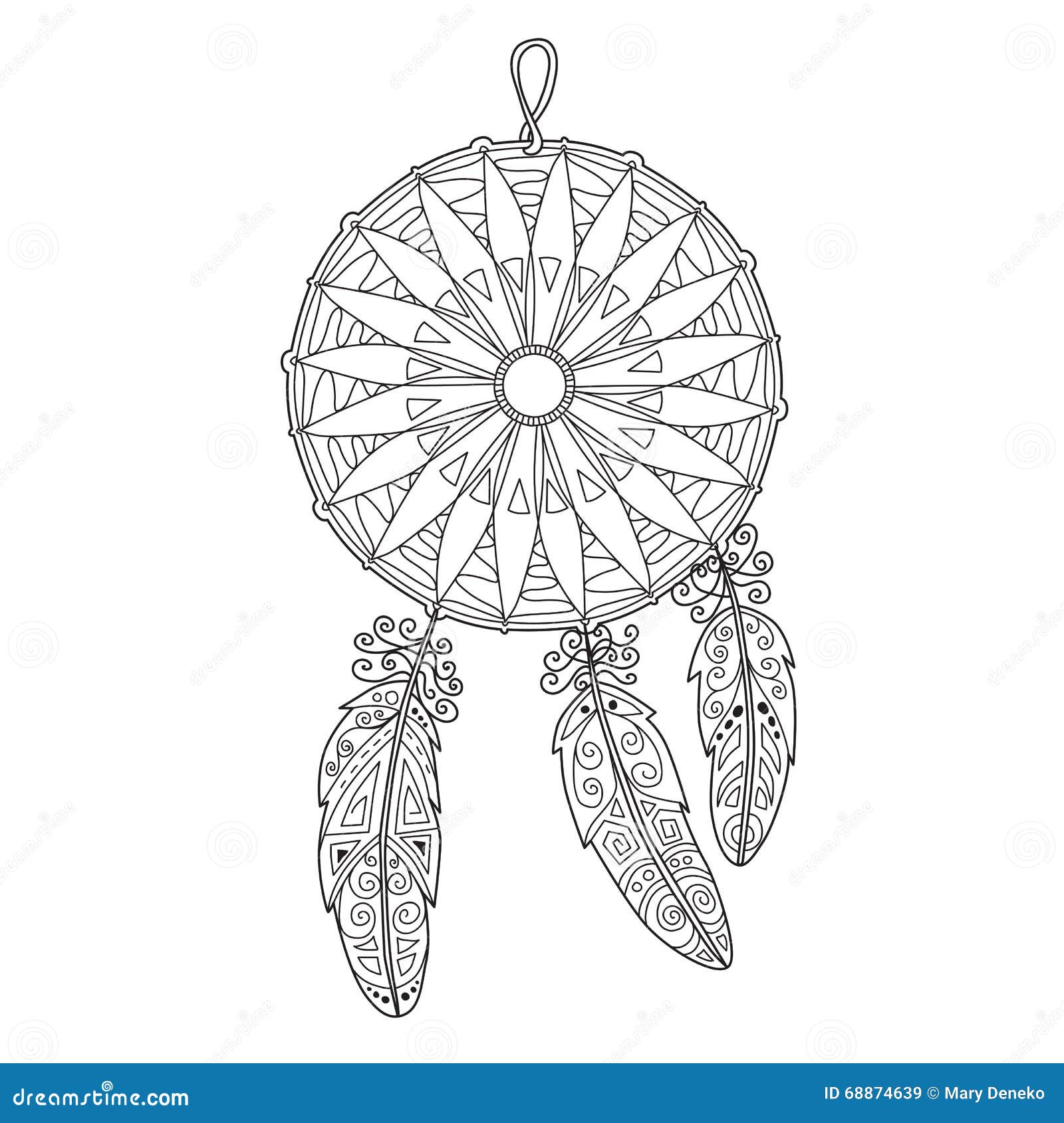 Zentangle dreamcatcher with feathers