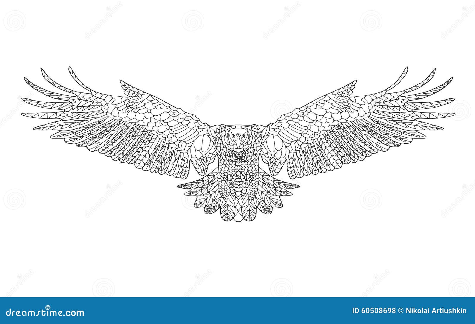 Zentangle Estilizó El águila Bosquejo Para La Página Que Colorea  Ilustración del Vector - Ilustración de aislado, animal: 60508698