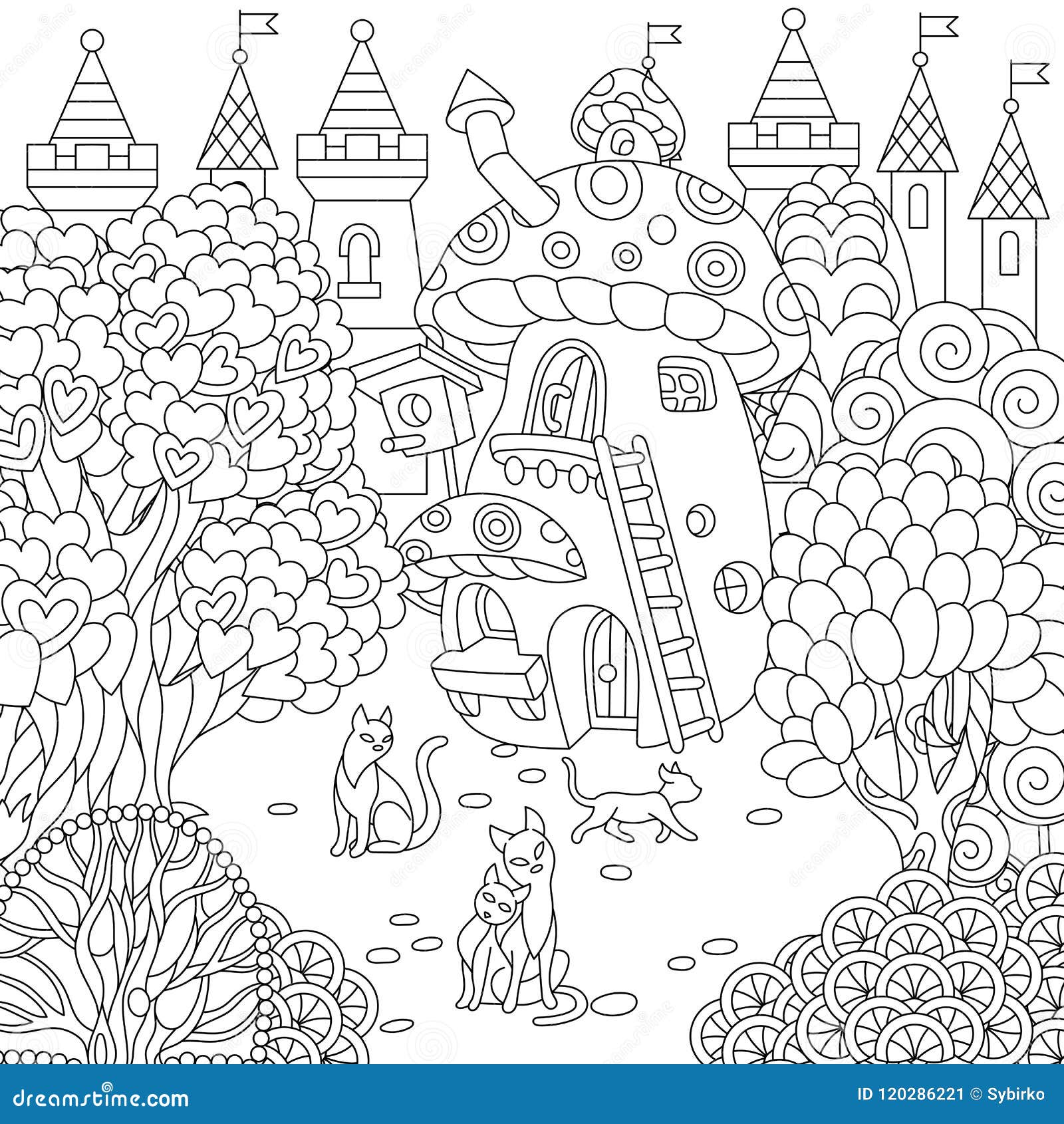 Zentangle fairy tale town stock vector. Illustration of ...