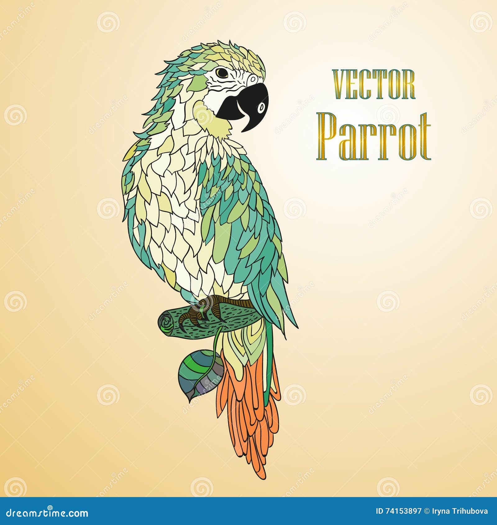 Zentangle ha stilizzato il pappagallo del fumetto Libera da Diritti