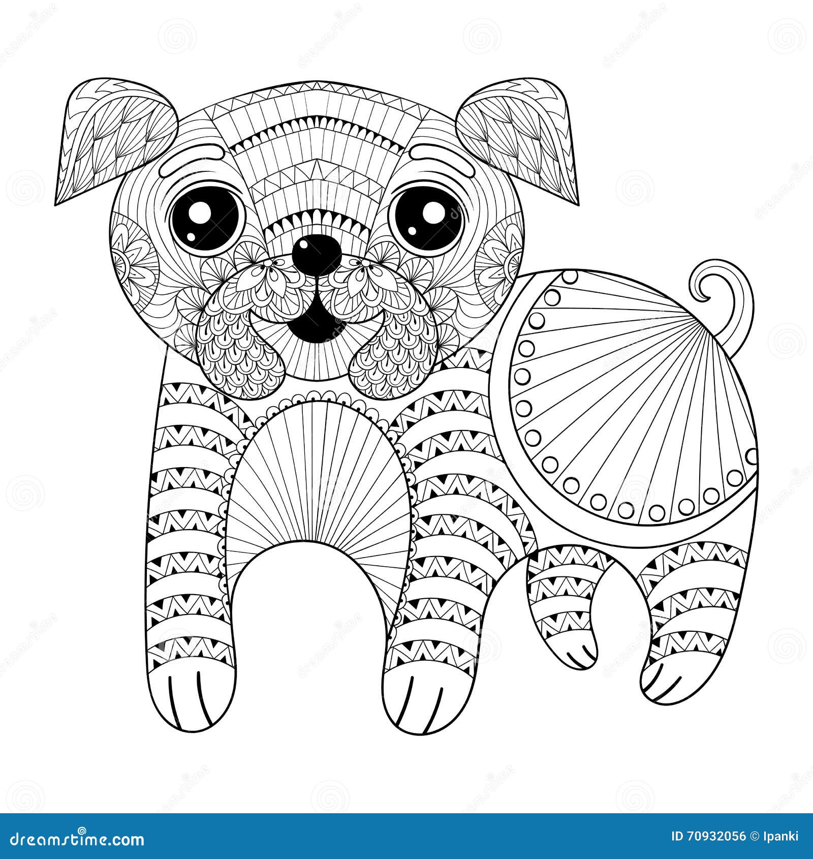 Zentangle Hand Drawing Dog For Antistress Coloring Pages 