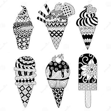 Zentangle ice cream stock vector. Illustration of freeze - 65672107