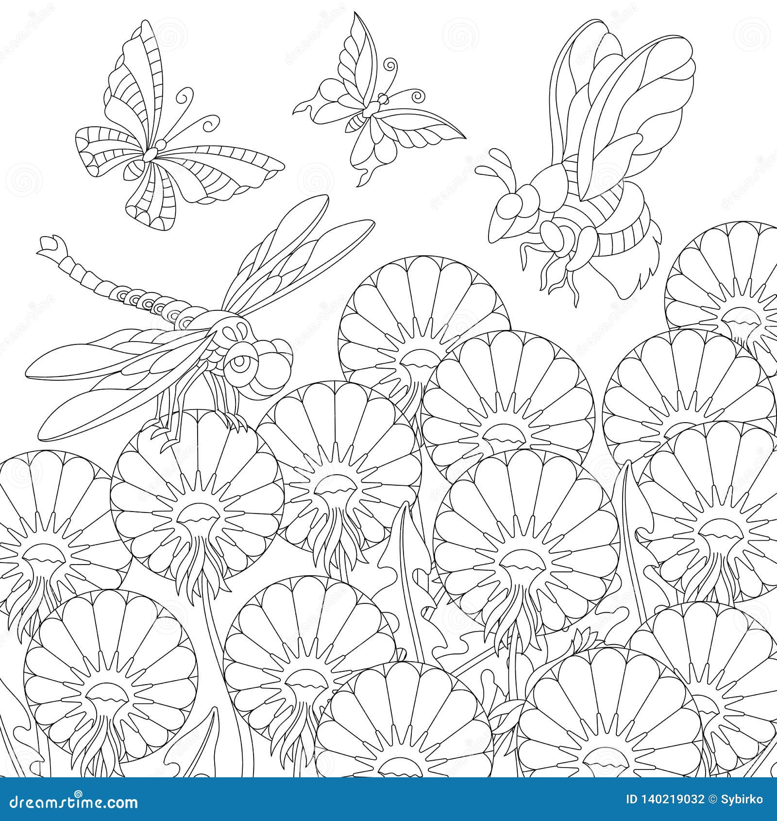 Coloring Page Dragonfly Stock Illustrations – 21 Coloring Page ...