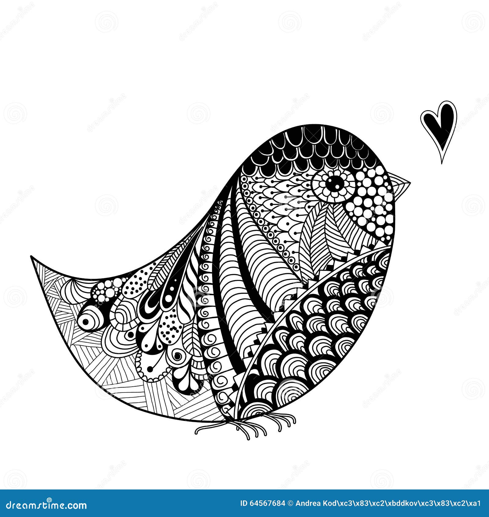 Zentangle Inspired Abstract Illustration of Bird Stock Vector ...