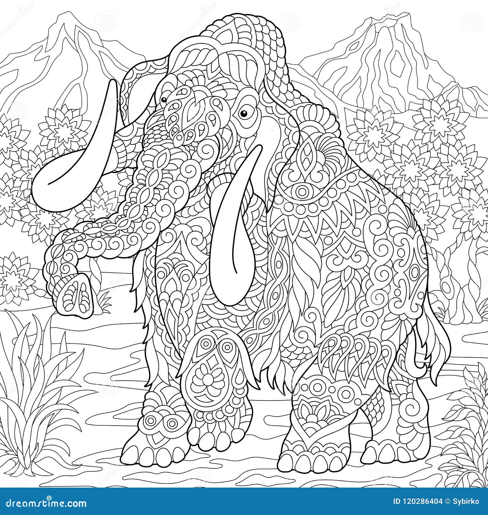 zentangle mammoth elephant