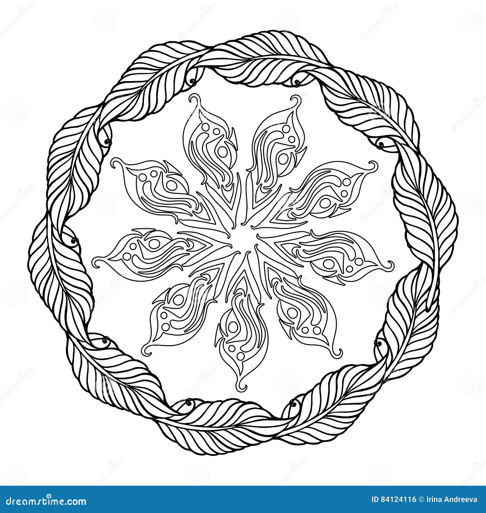 Download Zentangle Mandala, Page For Adult Colouring Book, Vector ...