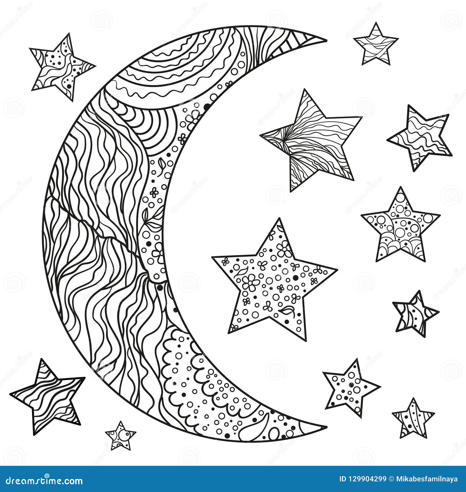 Moon and stars zentangle decal