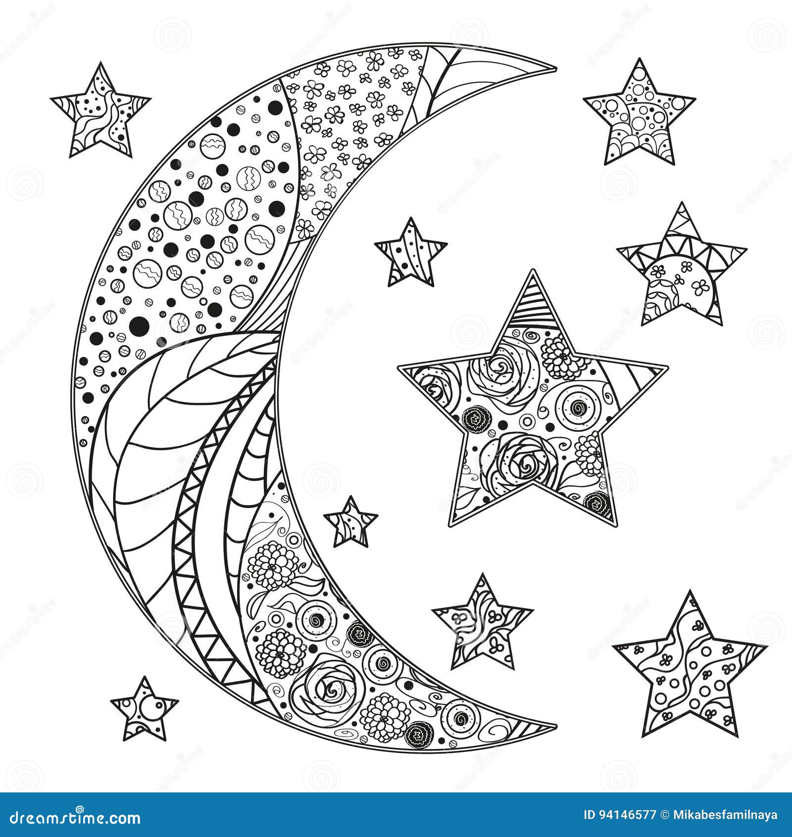 Zentangle moon. Zentangle stock vector. Illustration of boho - 94146577