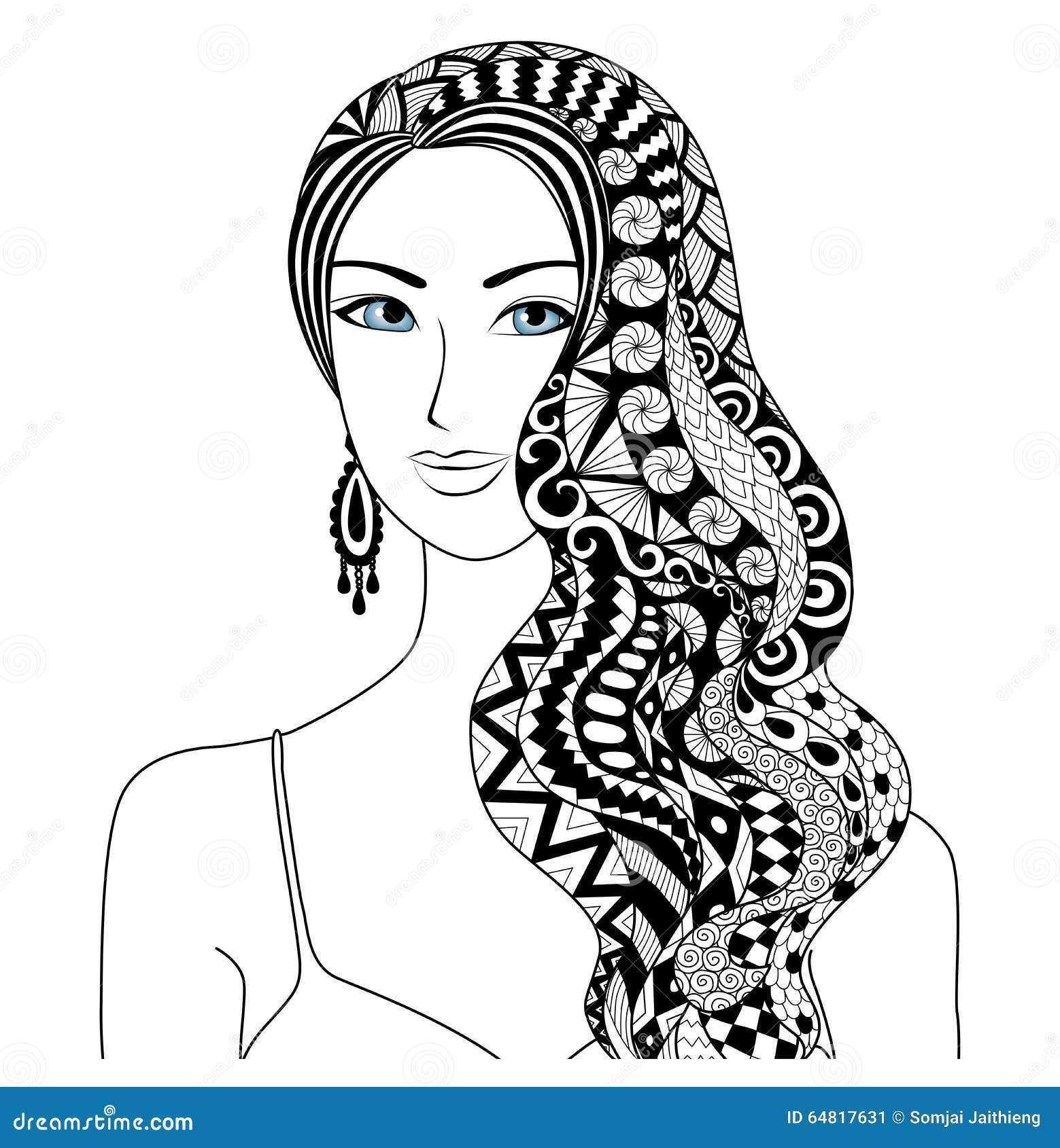 Zentangle di disegno della donna Libera da Diritti