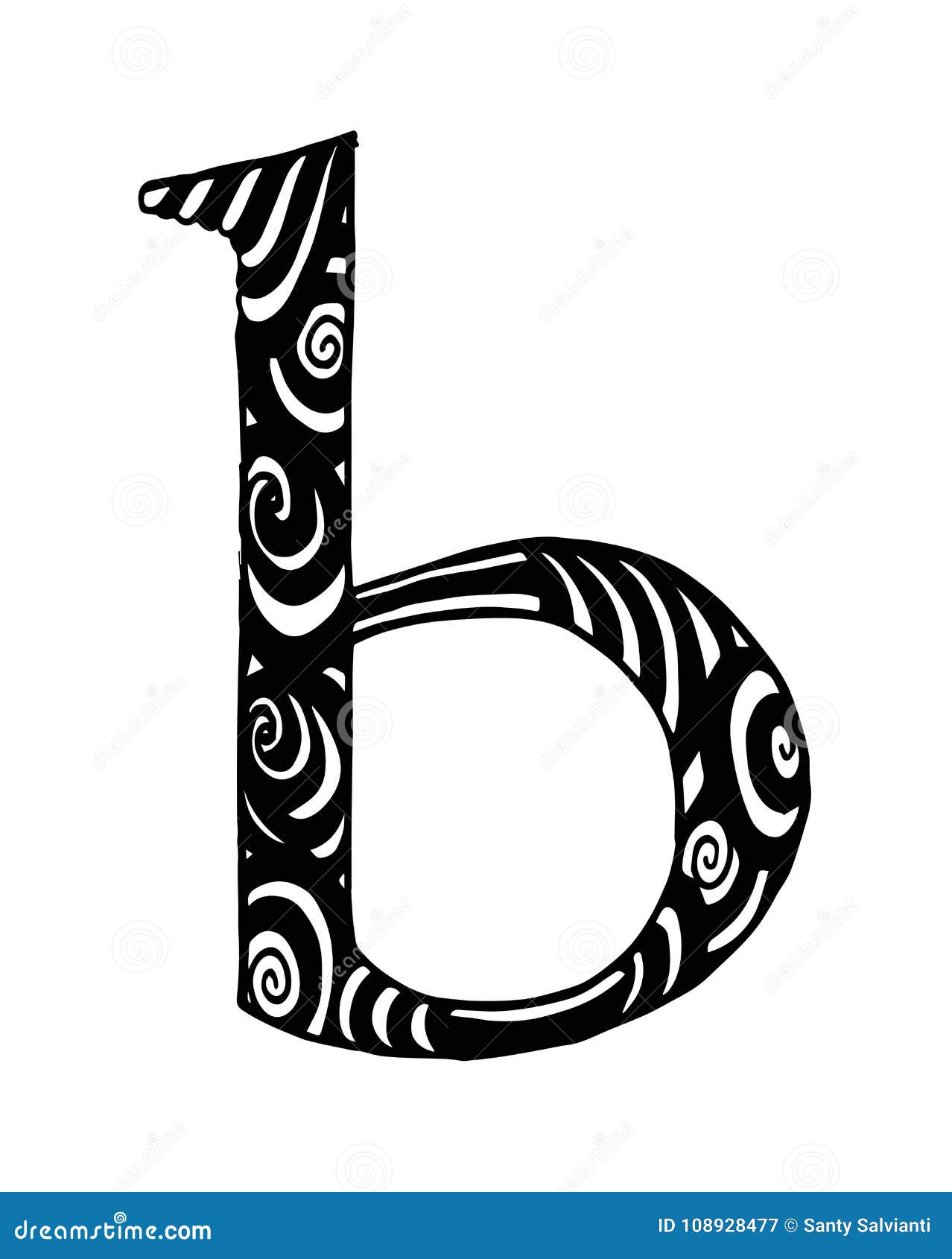 Zentangle Stylized Alphabet. Letter B in Doodle Style Stock ...