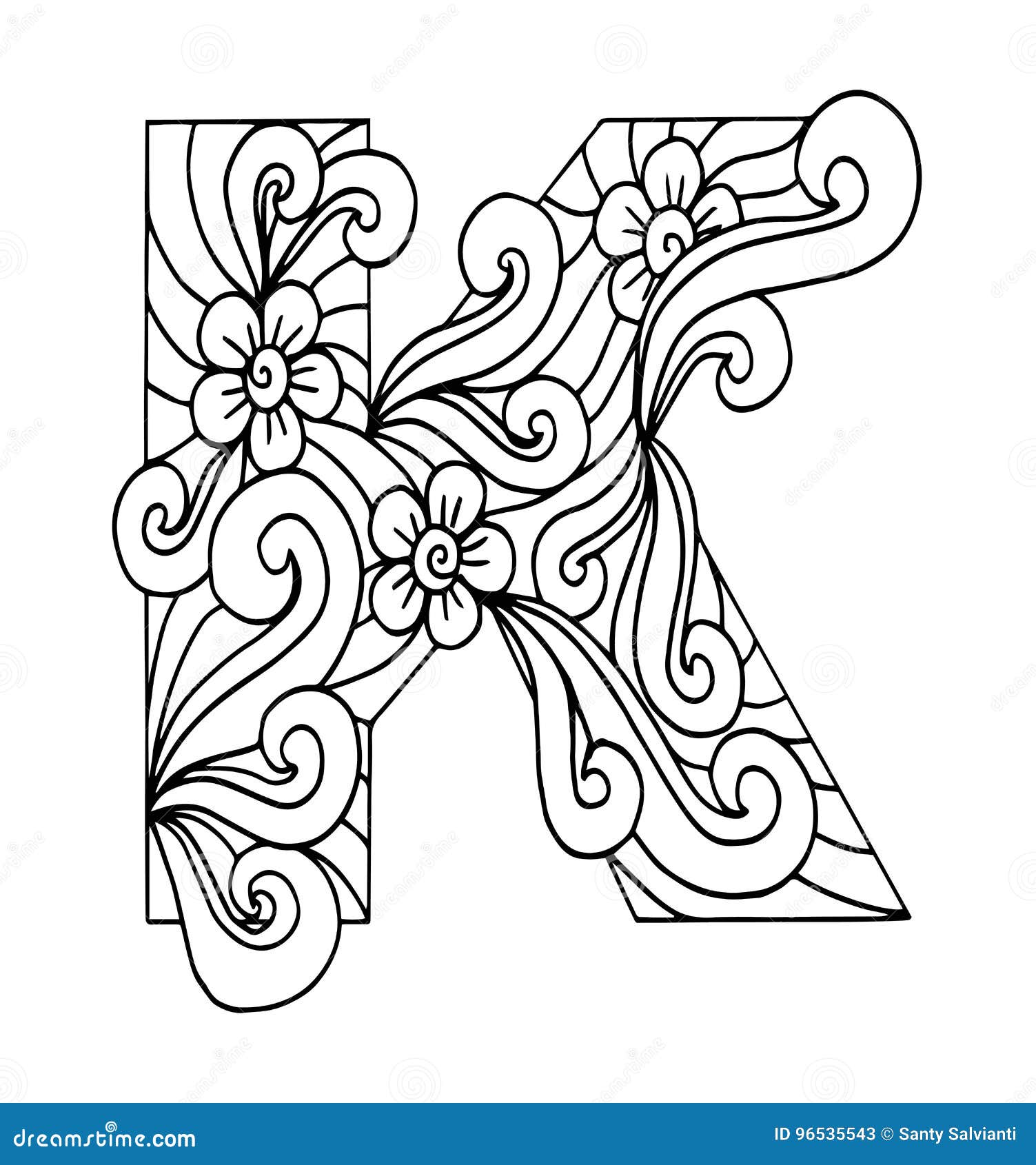 Zentangle Doodle Art Letter K