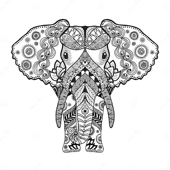 Zentangle Stylized Elephant. Stock Vector - Illustration of abstract ...