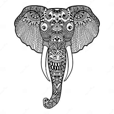 Zentangle Stylized Elephant. Hand Drawn Lace Illustration Stock ...