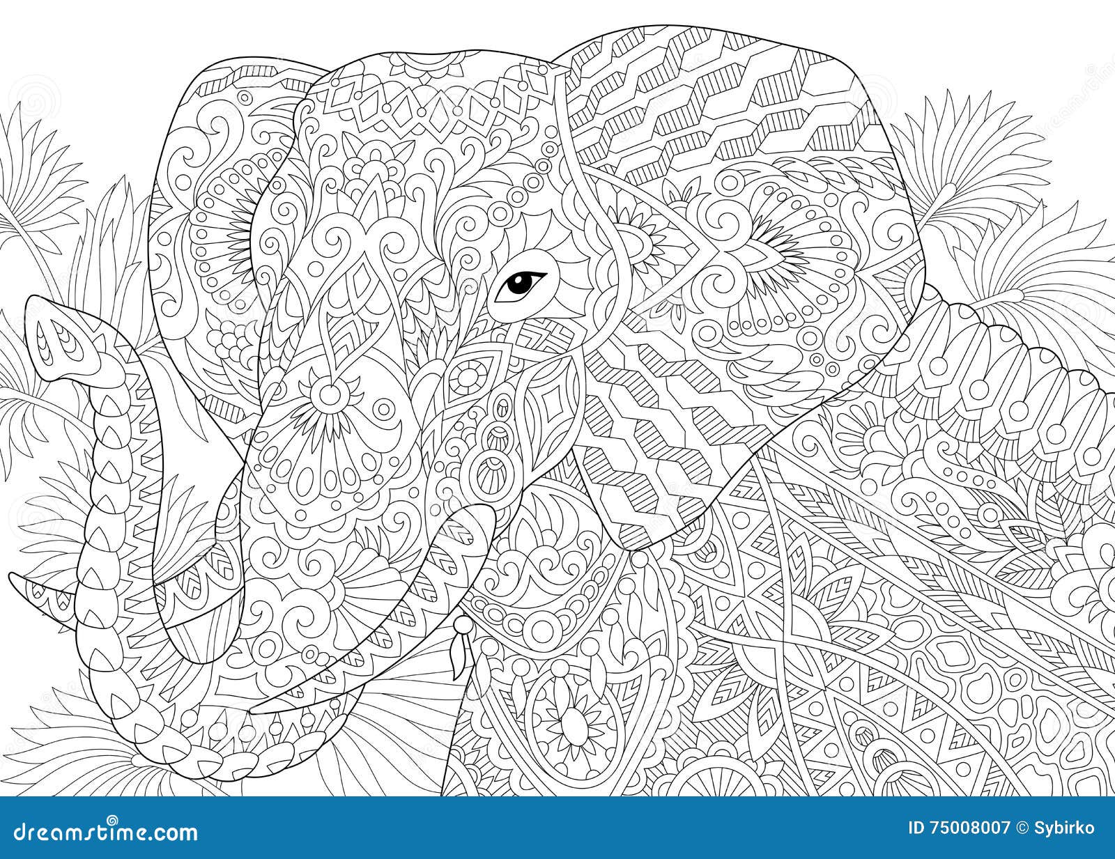 zentangle stylized elephant