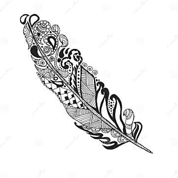 Zentangle Stylized Feather. Sketch for Tattoo or T-shirt. Stock Vector ...