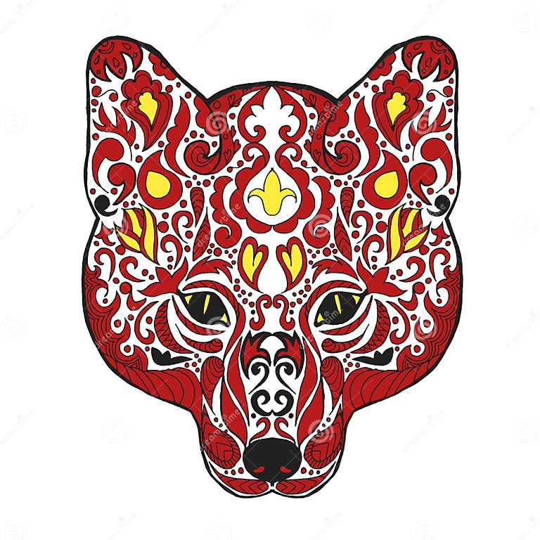 Zentangle Stylized Fox Head. Sketch for Tattoo or T-shirt. Stock Vector ...