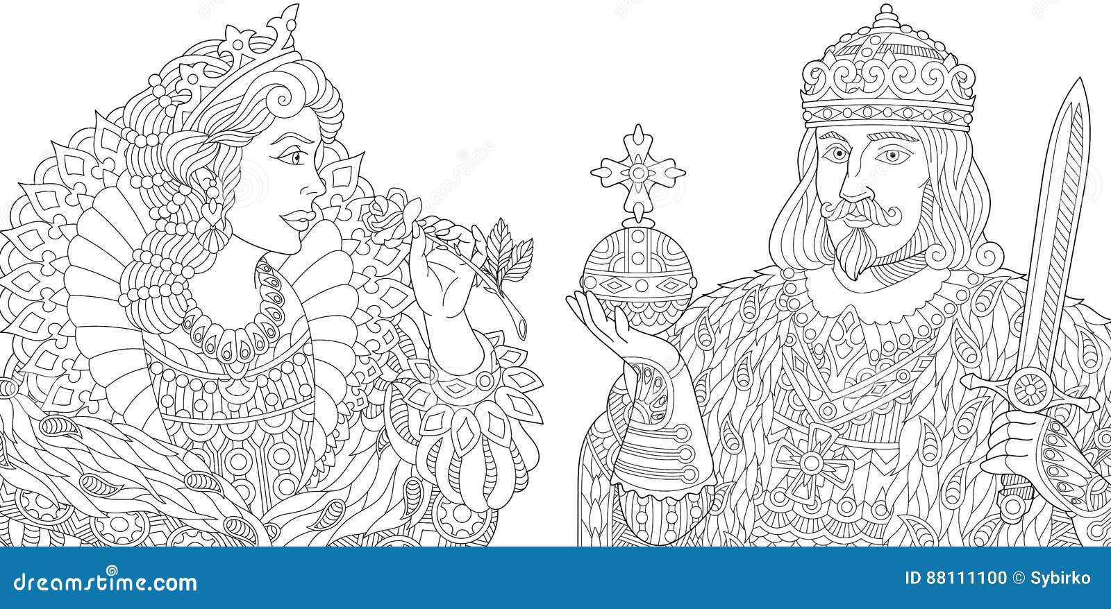 King Queen Coloring Book Stock Illustrations – 20 King Queen ...