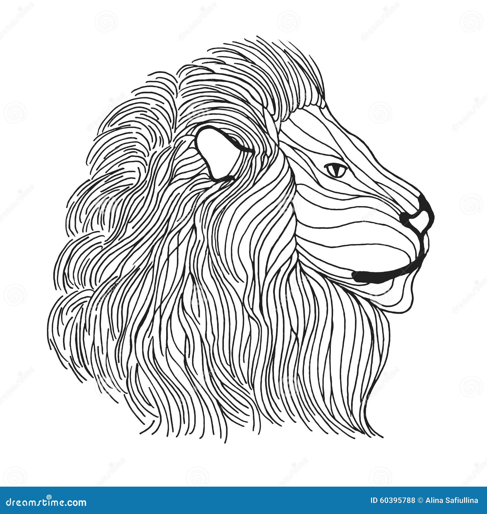 Zentangle stylized lion head Sketch for tattoo or t shirt Royalty Free Stock