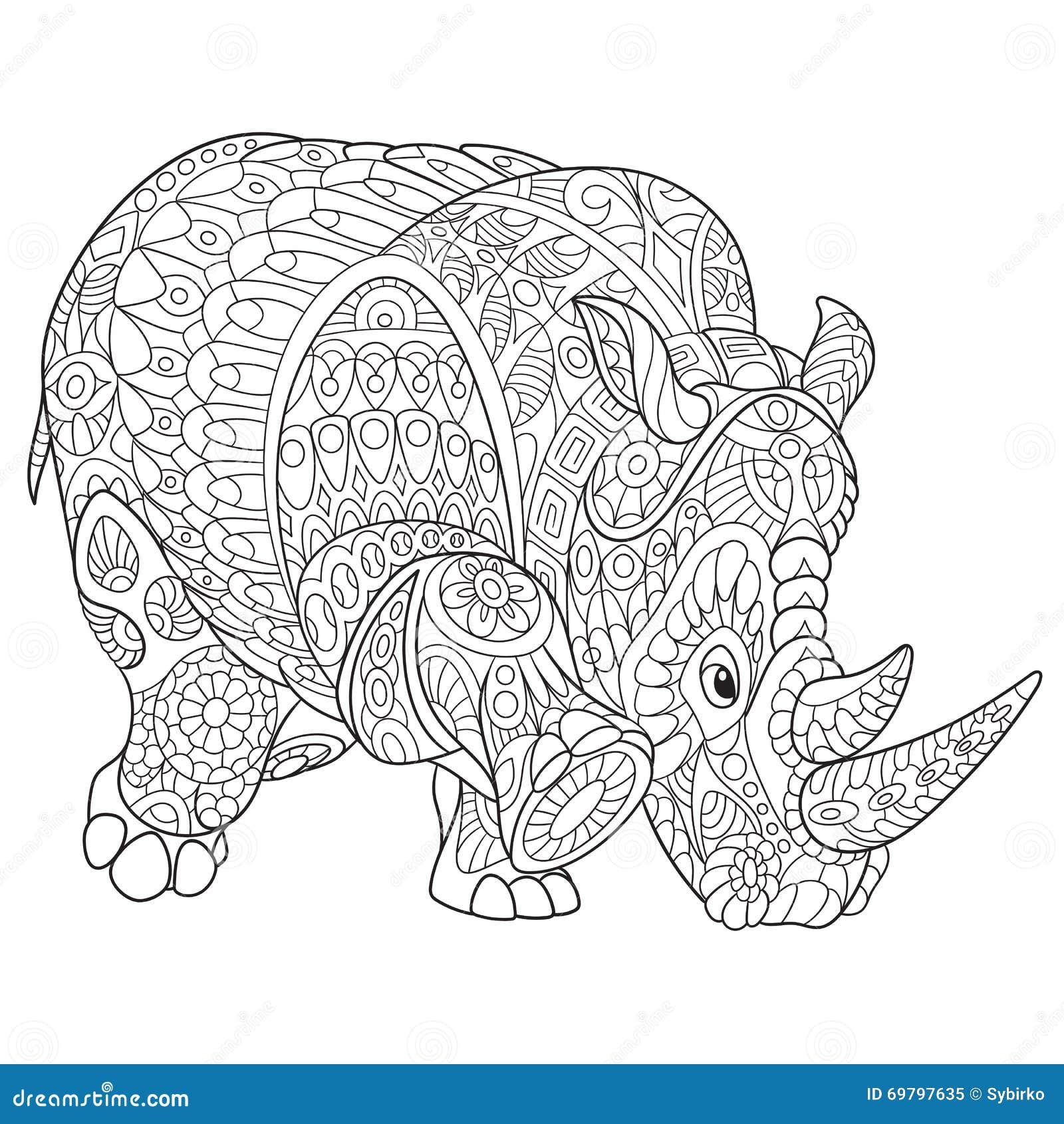 Zentangle Stylized Rhino Stock Vector Image adult antistress