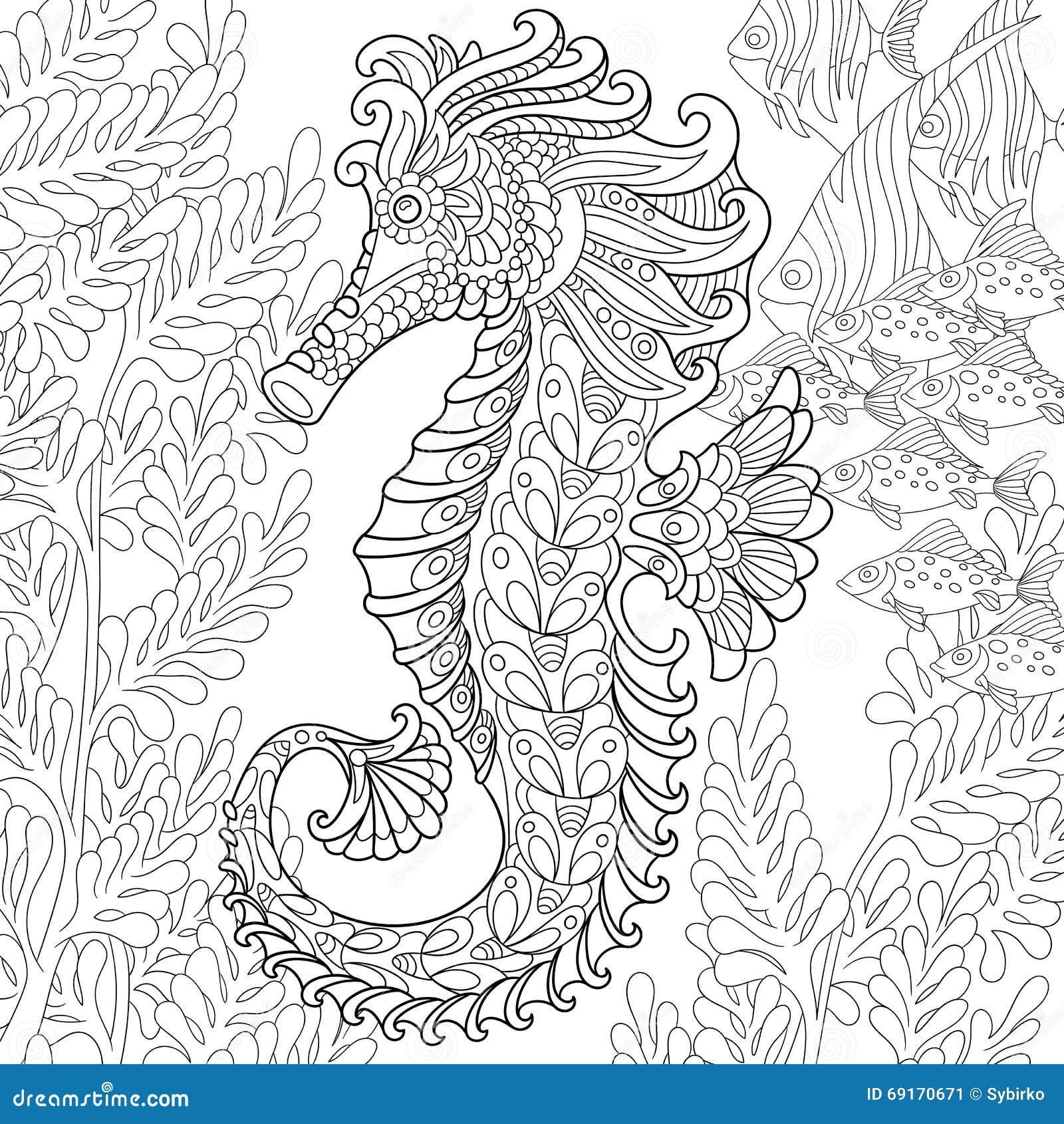 Zentangle Stylized Seahorse Stock Vector - Illustration of ...