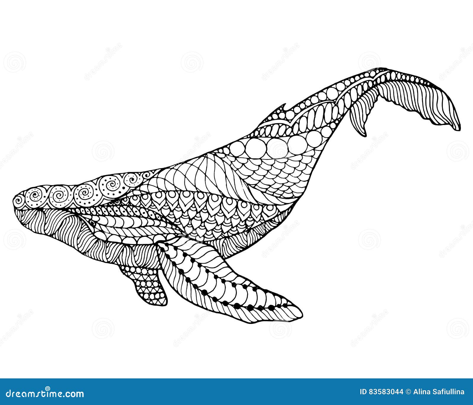 Zentangle stylized whale stock vector. Illustration of ...