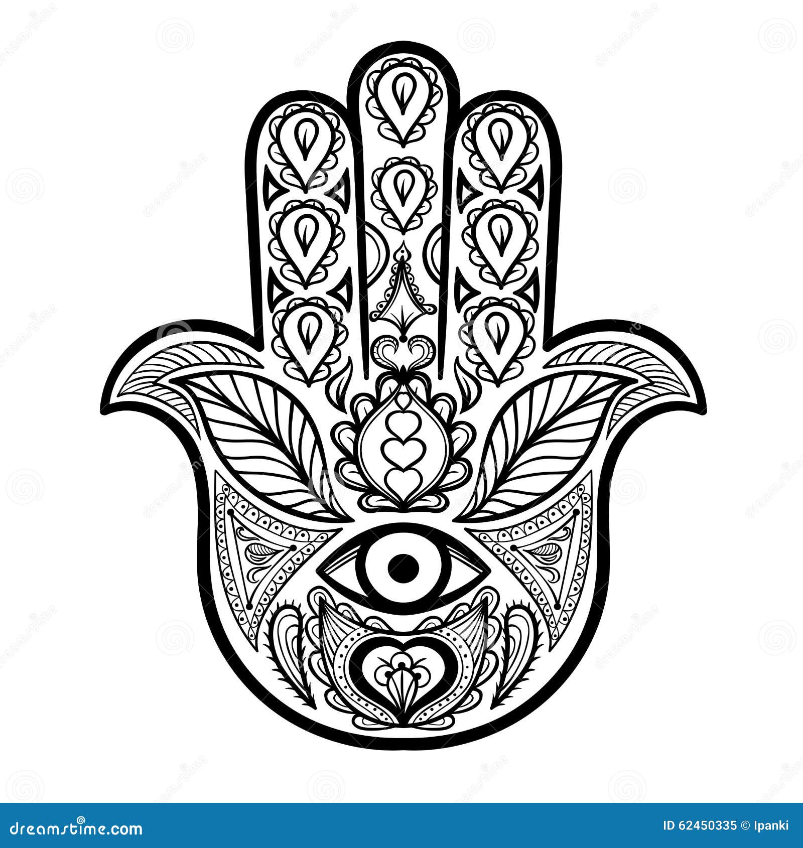 Zentangle Vector Hamsa Hand For Adult Anti Stress Coloring Pages Stock Vector Illustration Of Happiness Lotus 62450335