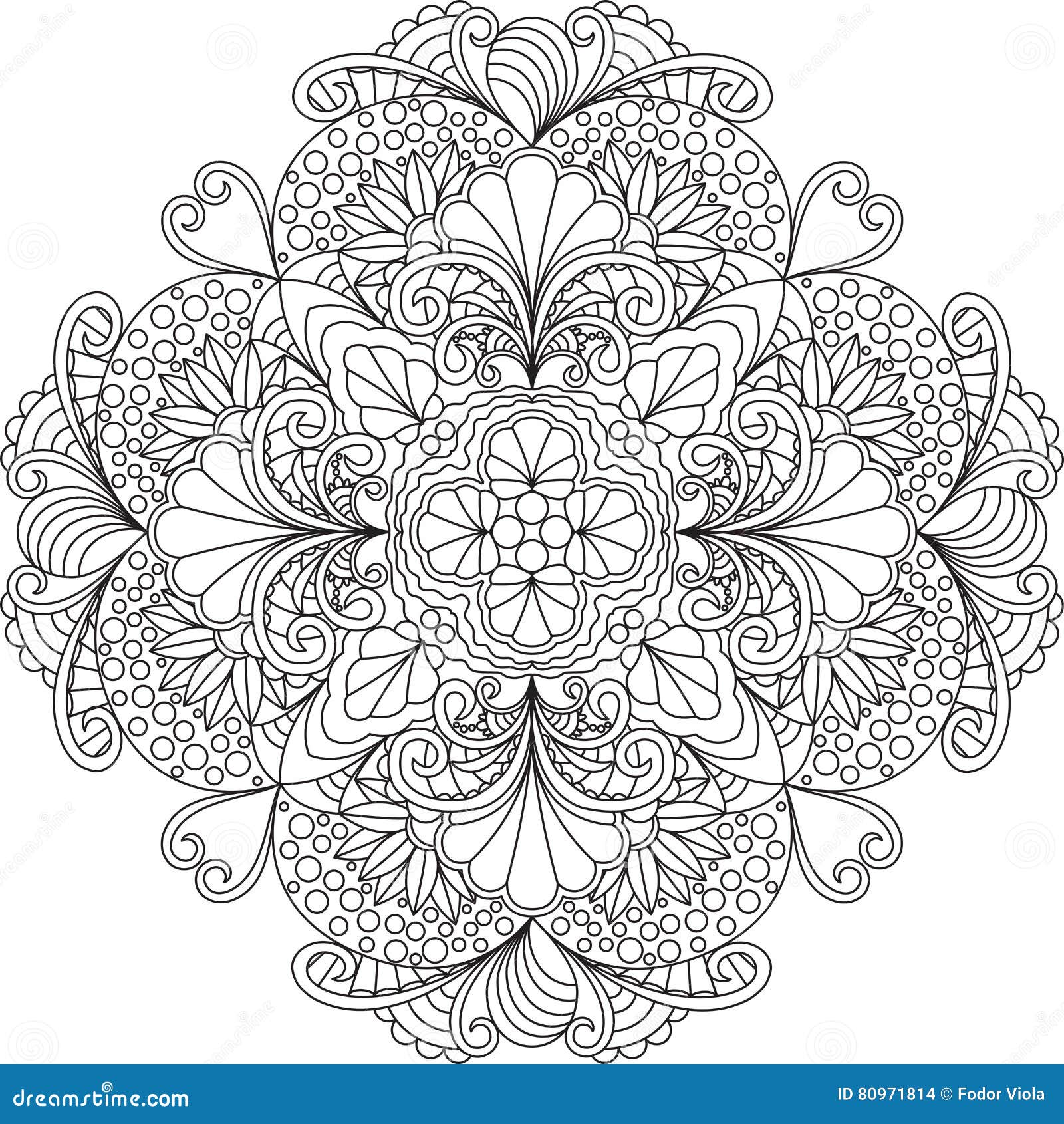 Zentangle Volwassen Kleurende Pagina, Mandala Met Vector Illustratie - Illustration of volwassen, spelen: 80971814