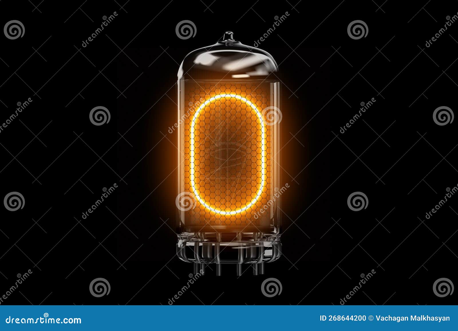 Zero. Digit 0. Nixie Tube Indicator Digit. Gas Discharge Indicators and