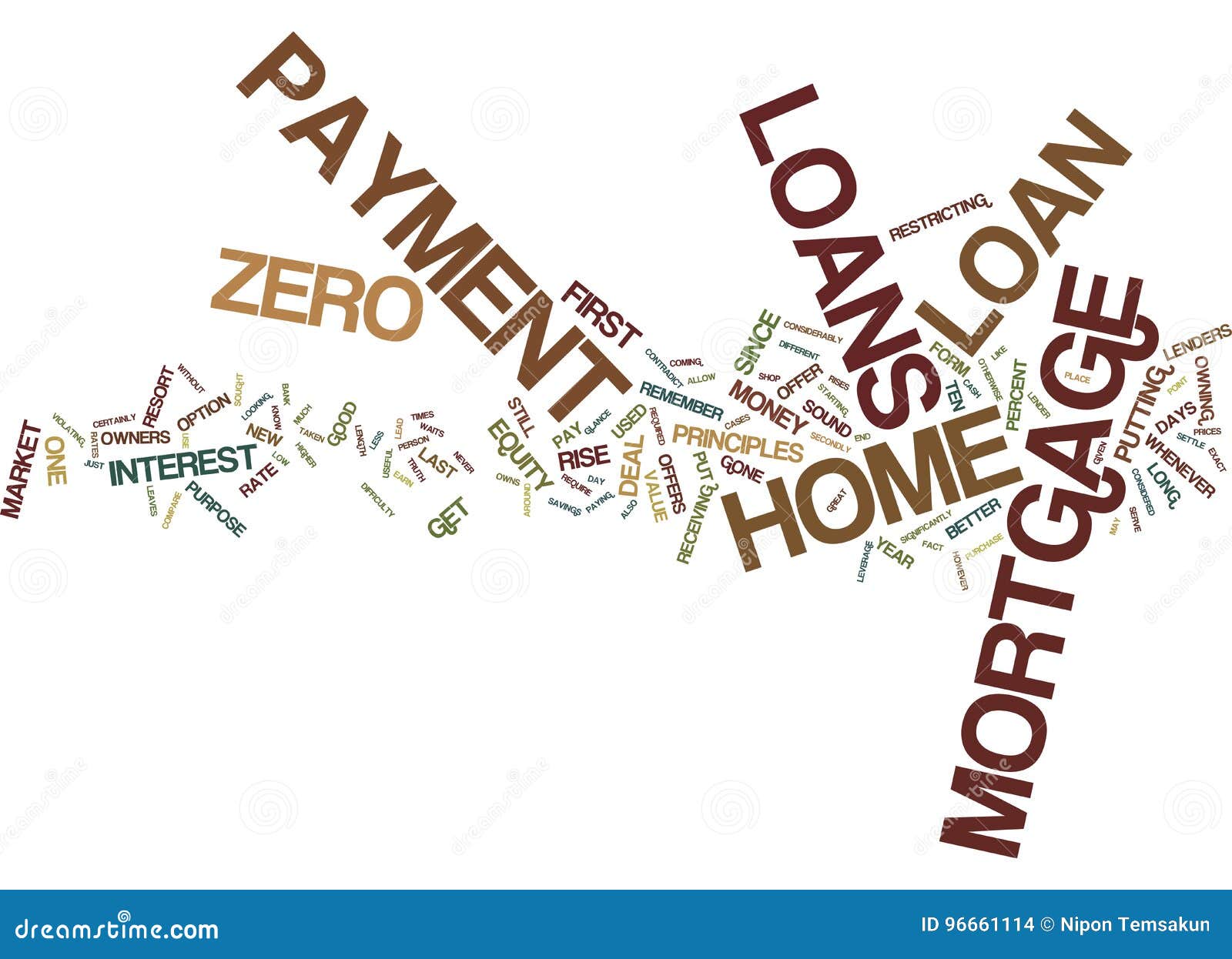 Zero Down Payment Mortgage Loans Text Background Word Cloud Concept