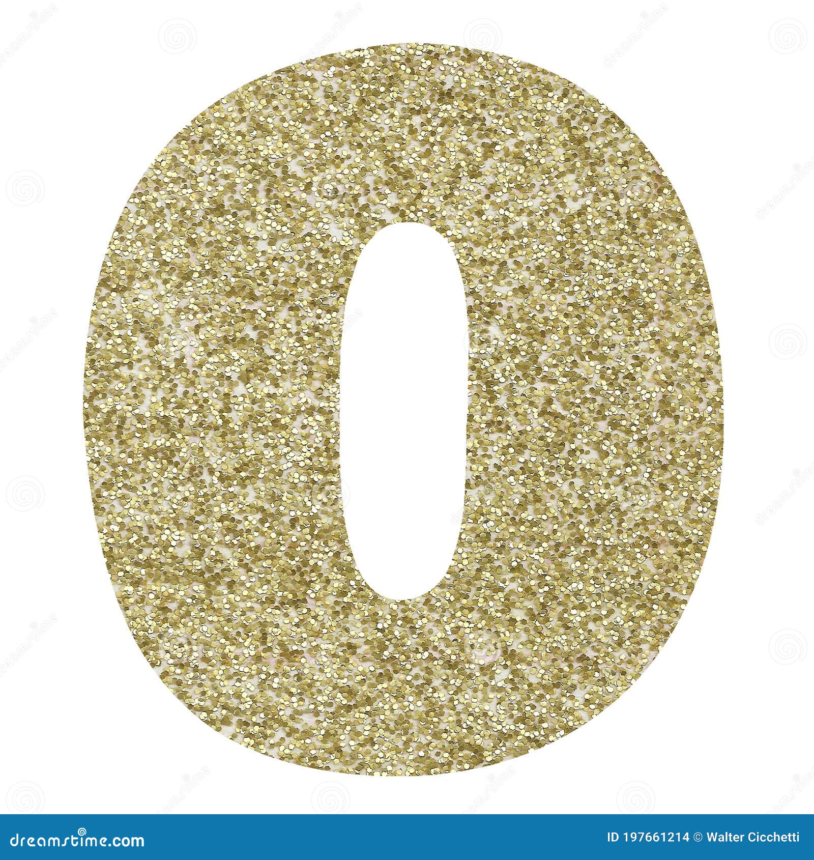 Zero - Gold Glitter Number on White Background Stock Photo - Image of