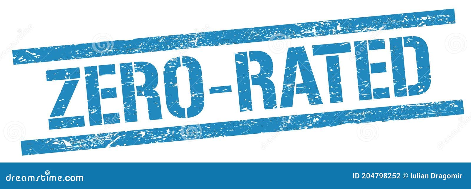 ZERORATED Text on Blue Grungy Rectangle Stamp Stock Illustration