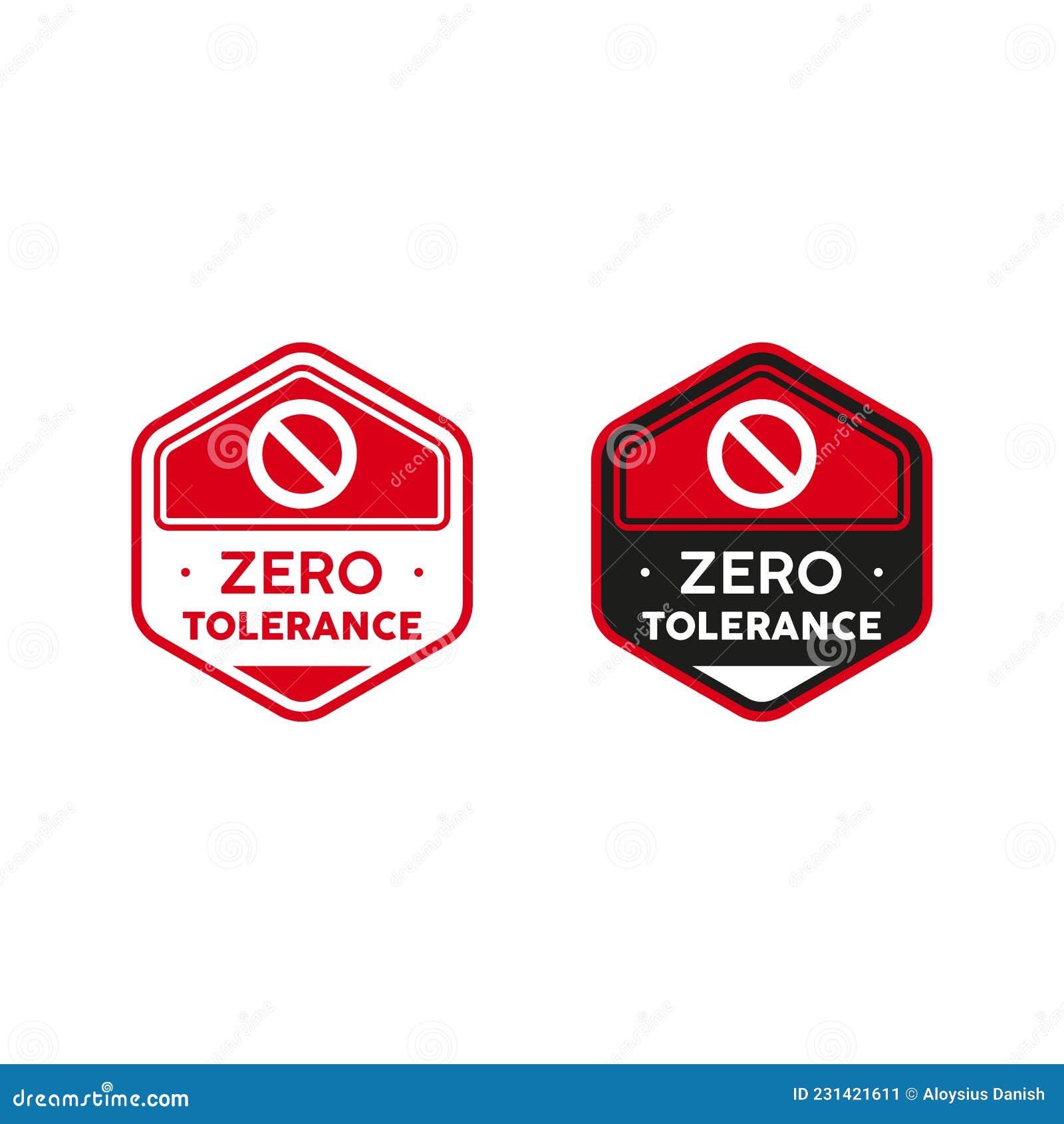 Zero Tolerance Policy Sign, Emblem, Badge. Vector Illustration Stock