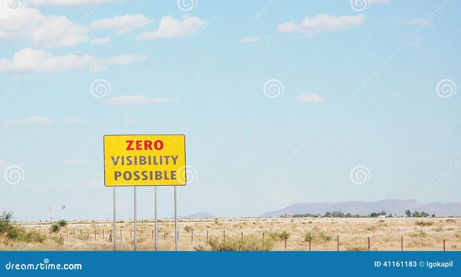 zero visibility possible road sign new mexico desert