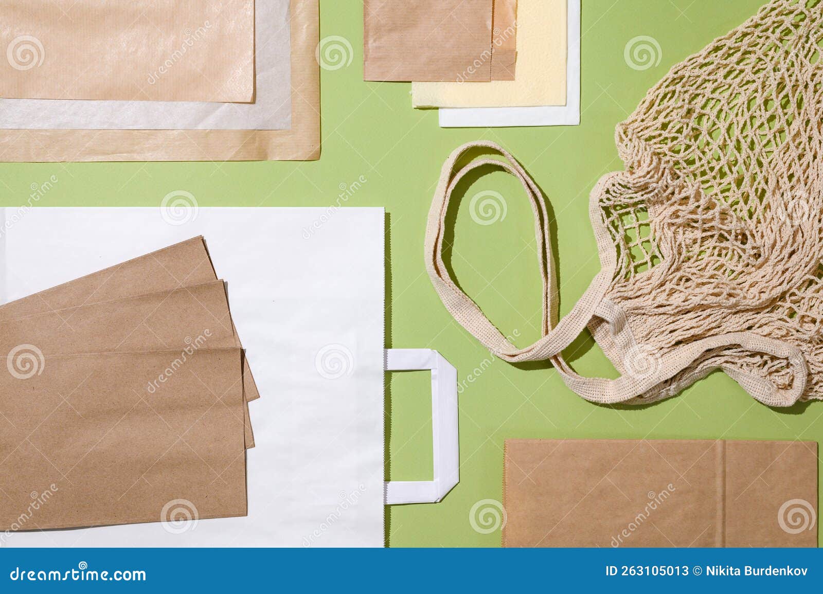 Zero Waste Concept. Replacing Plastic Bags and Packaging with Paper and