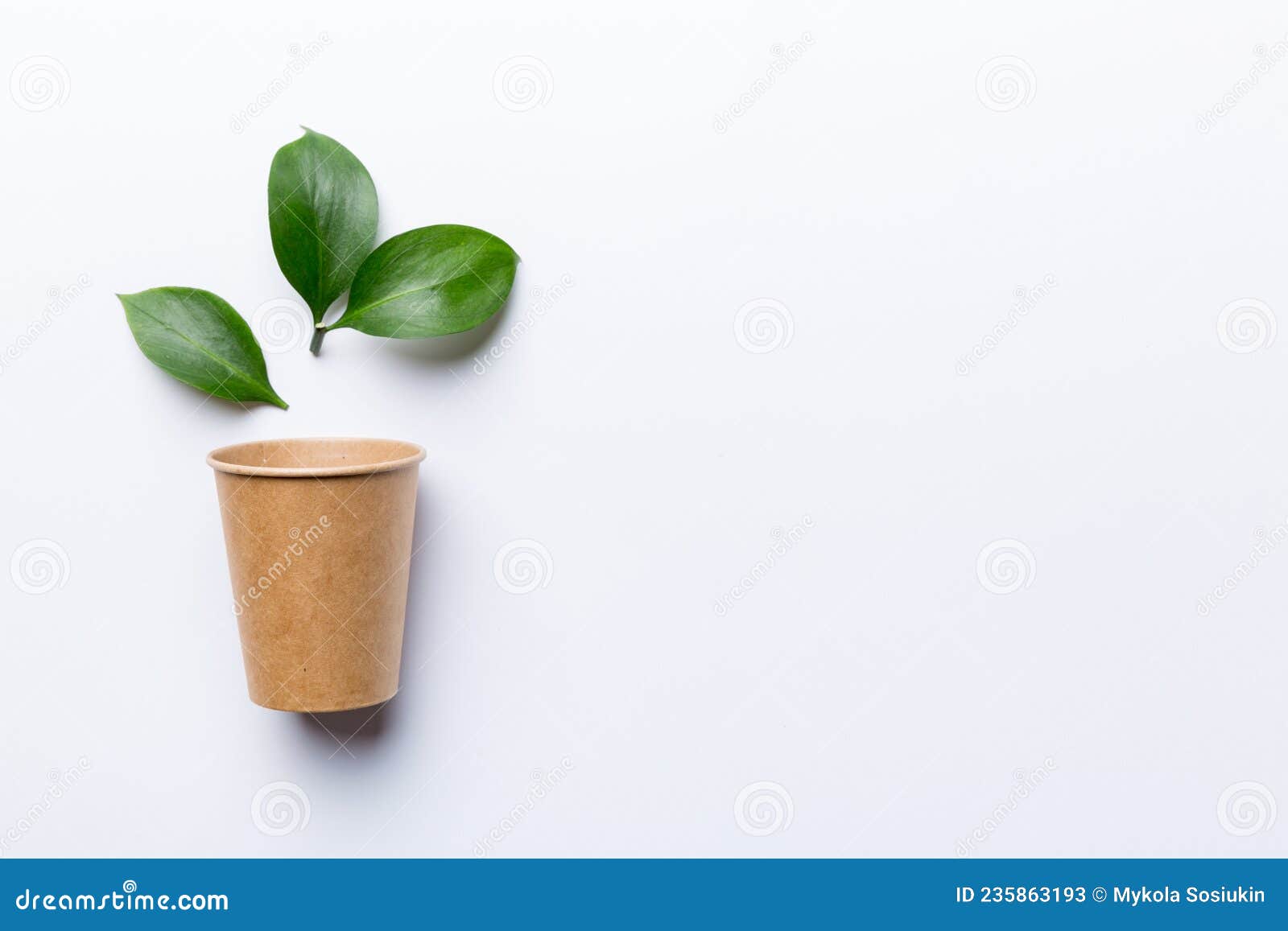 Zero Waste Cup with Green Leaf, Environmentally Friendly, Disposable