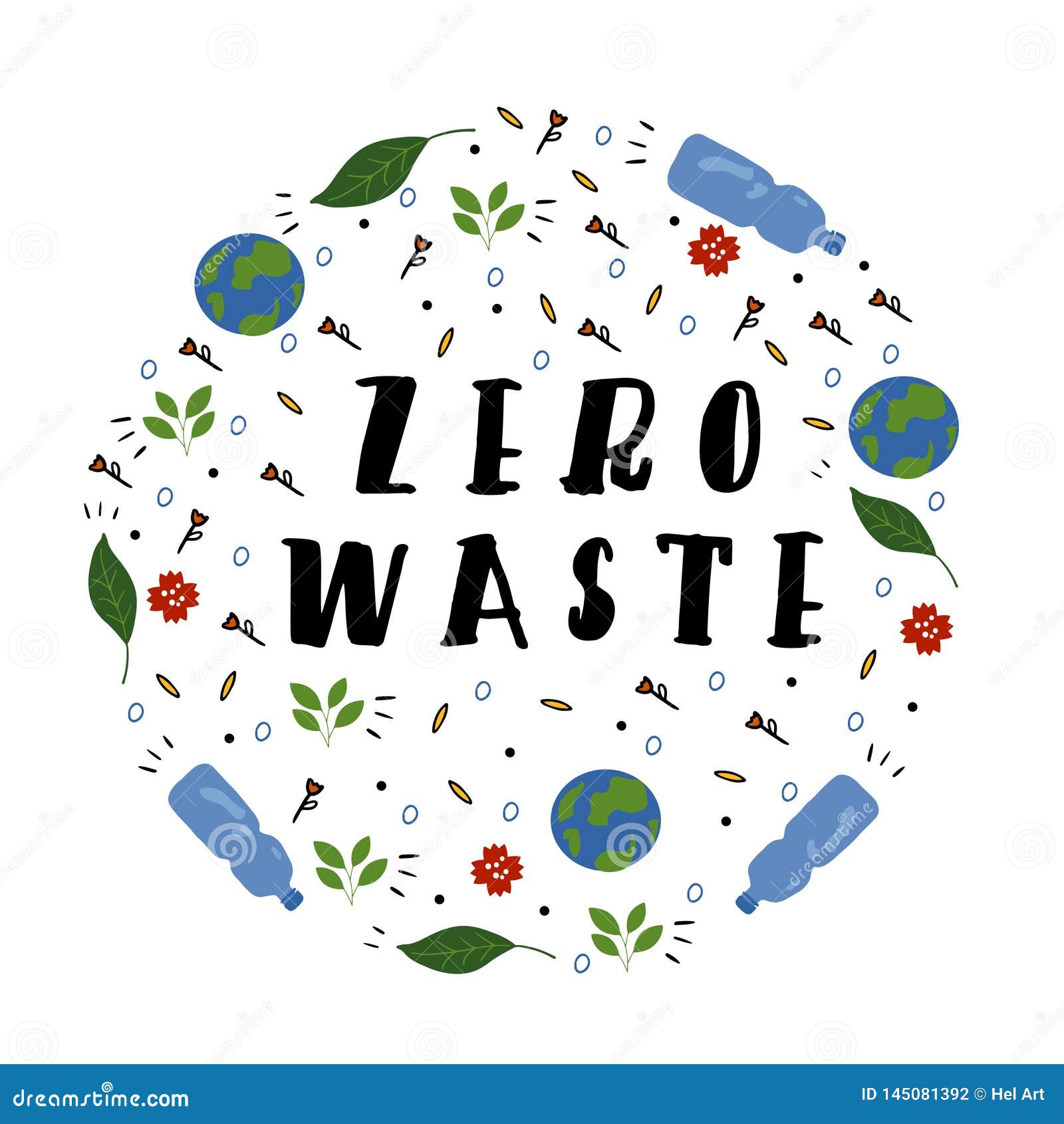 Zero Waste Slogan. stock vector. Illustration of economy - 145081392